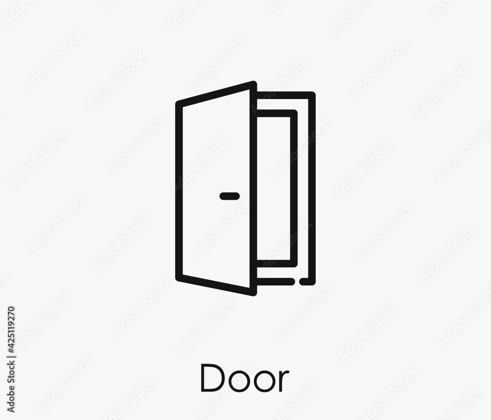 Door vector icon. Editable stroke. Linear style sign for use on web design and mobile apps, logo. Symbol illustration. Pixel vector graphics - Vector Door vector icon. Editable stroke. Linear style sign for use on web design and mobile apps, logo. Symbol illustration. Pixel vector graphics - Vector