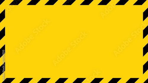 Black and yellow diagonal line striped. Blank vector illustration warning background. Hazard caution sign tape. Space for text