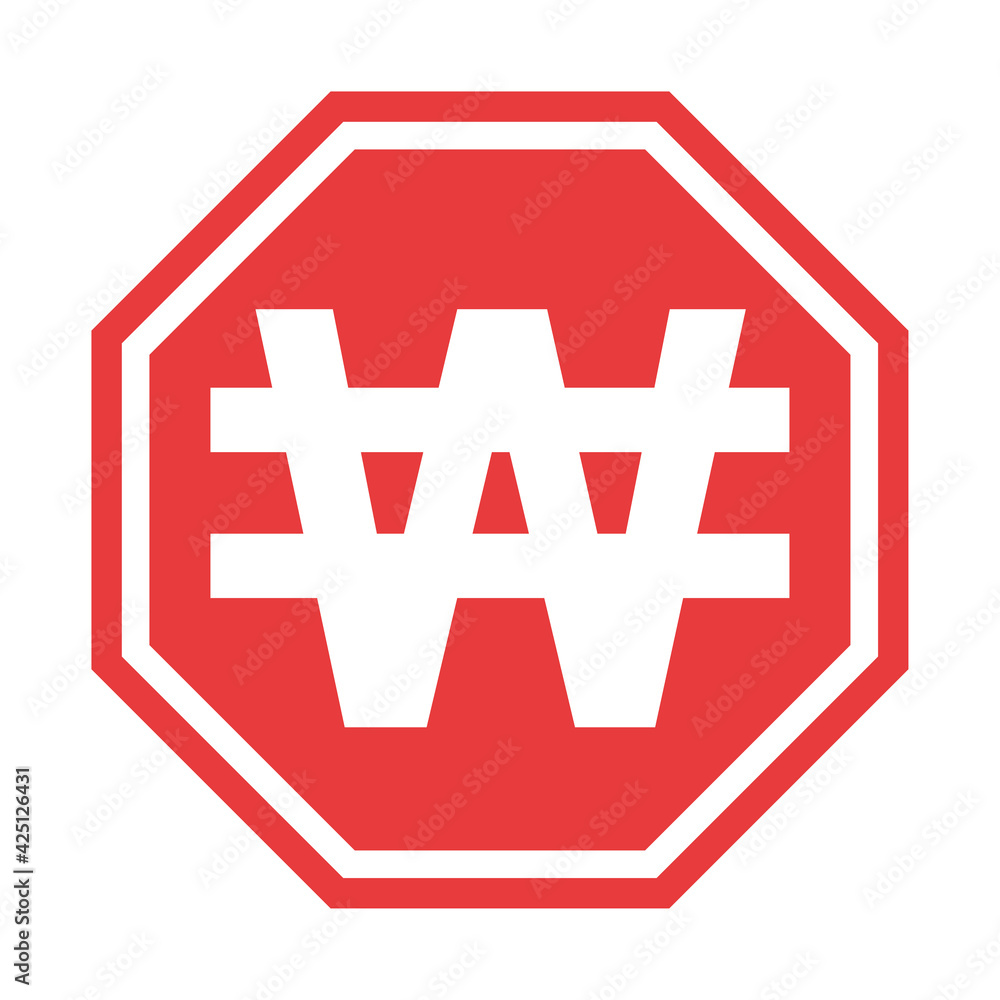 Won south korea icon, money krw finance cash income design, currency logo vector illustration Won south korea icon, money krw finance cash income design, currency logo vector illustration