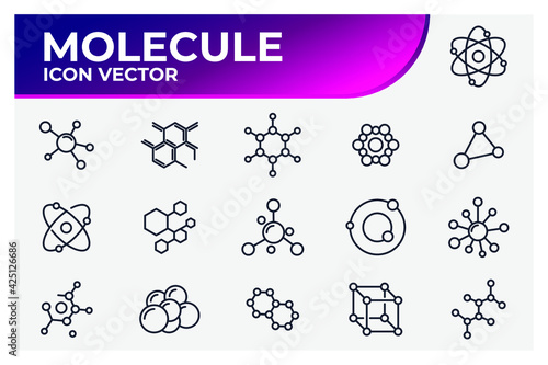 Set of Molecule Icon. Molecule pack symbol template for graphic and web design collection logo vector illustration