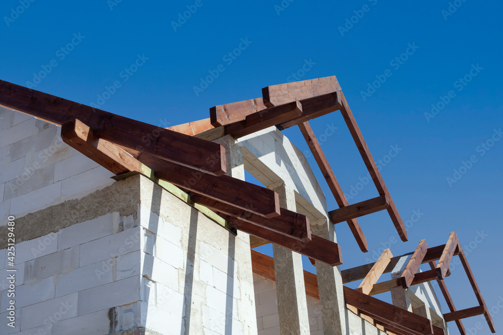 White brick and wood - new home, detail. White brick and wood - new home, detail.
