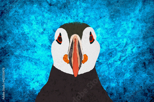 Obraz na płótnie Illustration portrait of a cute puffin bird w salonie