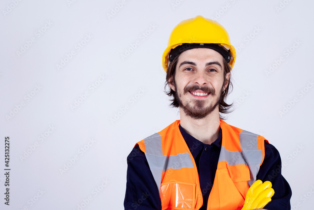 worker men with yellow helmet