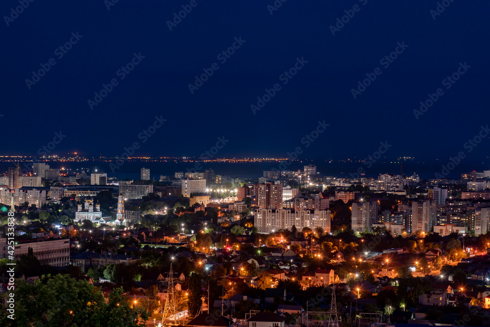 aerial night city view in summer