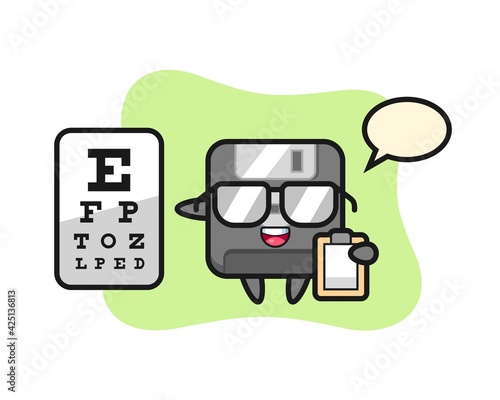 Illustration of floppy disk mascot as an ophthalmology