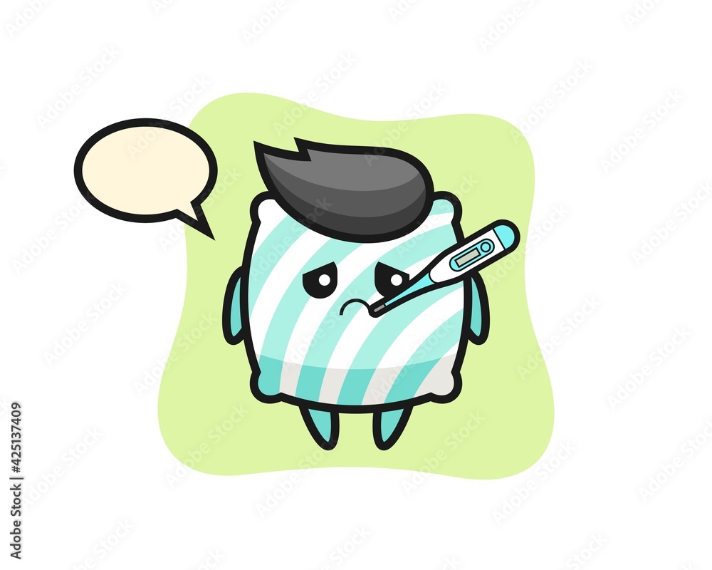 pillow mascot character with fever condition