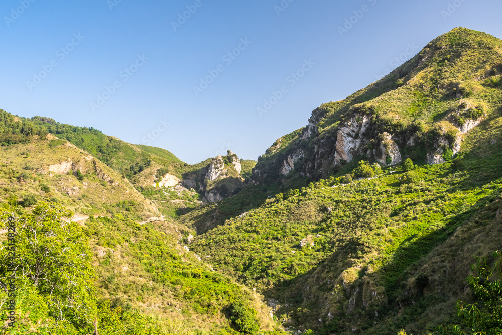 Typical sicilian landscape in the Nebrodi park near the Catafurco waterfalls