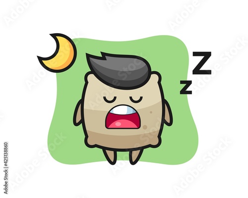 sack character illustration sleeping at night