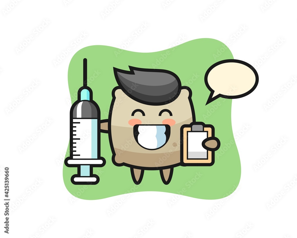 Mascot Illustration of sack as a doctor