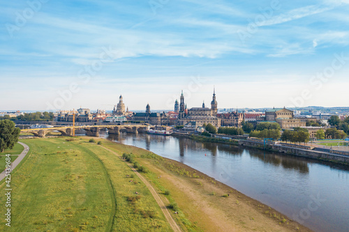 View of the old city skyline on the Elbe roverdresden