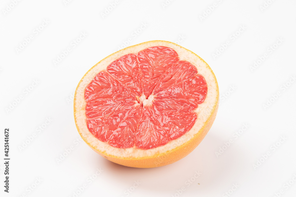 grapefruit slice, half cut grapefruit on white background. grapefruit slice, half cut grapefruit on white background.