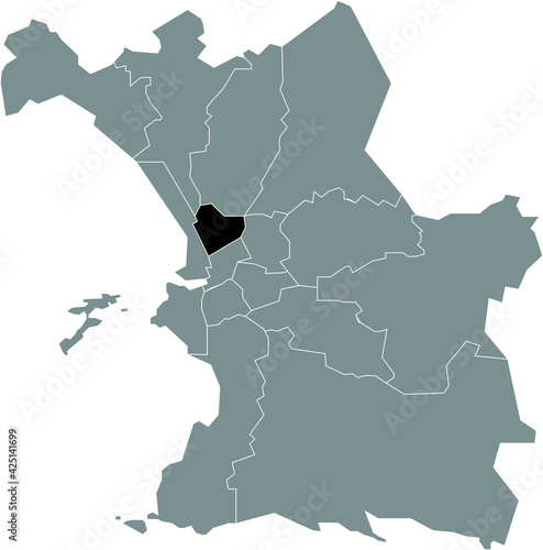 Black location map of the Marseillais 3rd Arrondissement (Belle de Mai, Saint-Lazare, Saint-Mauront, La Villette) inside the French city of Marseille, France