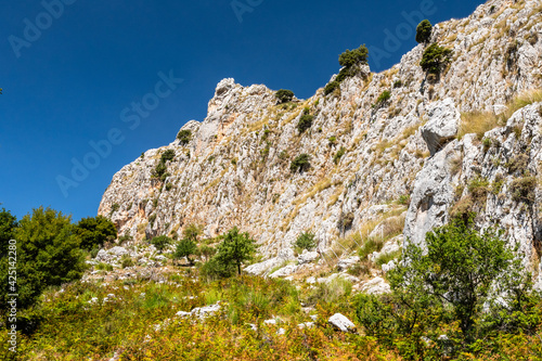 View of Rocca del Crasto near Alcara Li Fusi town in the Nebrodi Park, Sicily photo