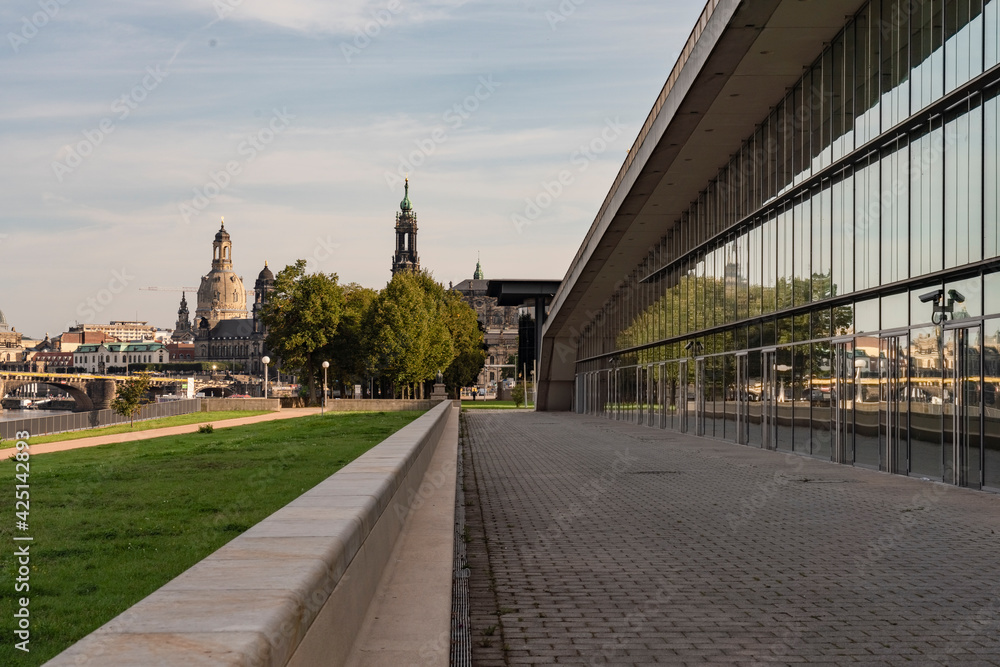 Fototapeta premium Conference center on the Elbe river in Dresden