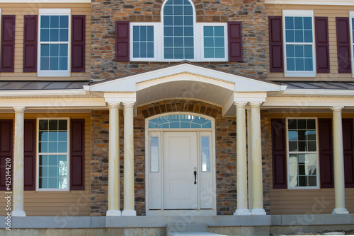 columns of the veranda of the new house window