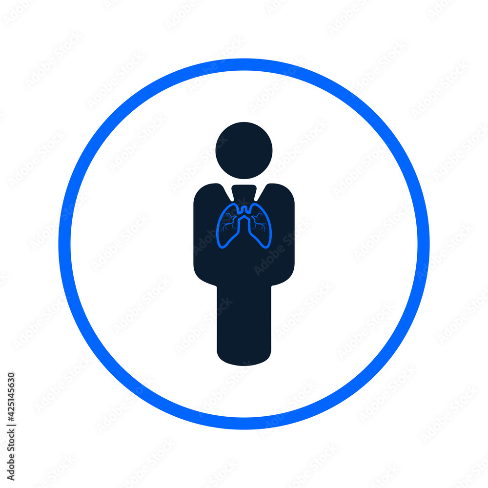 Creative Human lungs icon vector in circle Creative Human lungs icon vector in circle