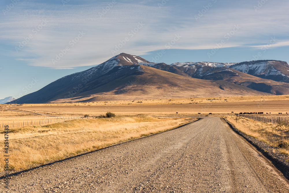 Road trip in Chile, South America, beautiful roads, beautiful grasslands.