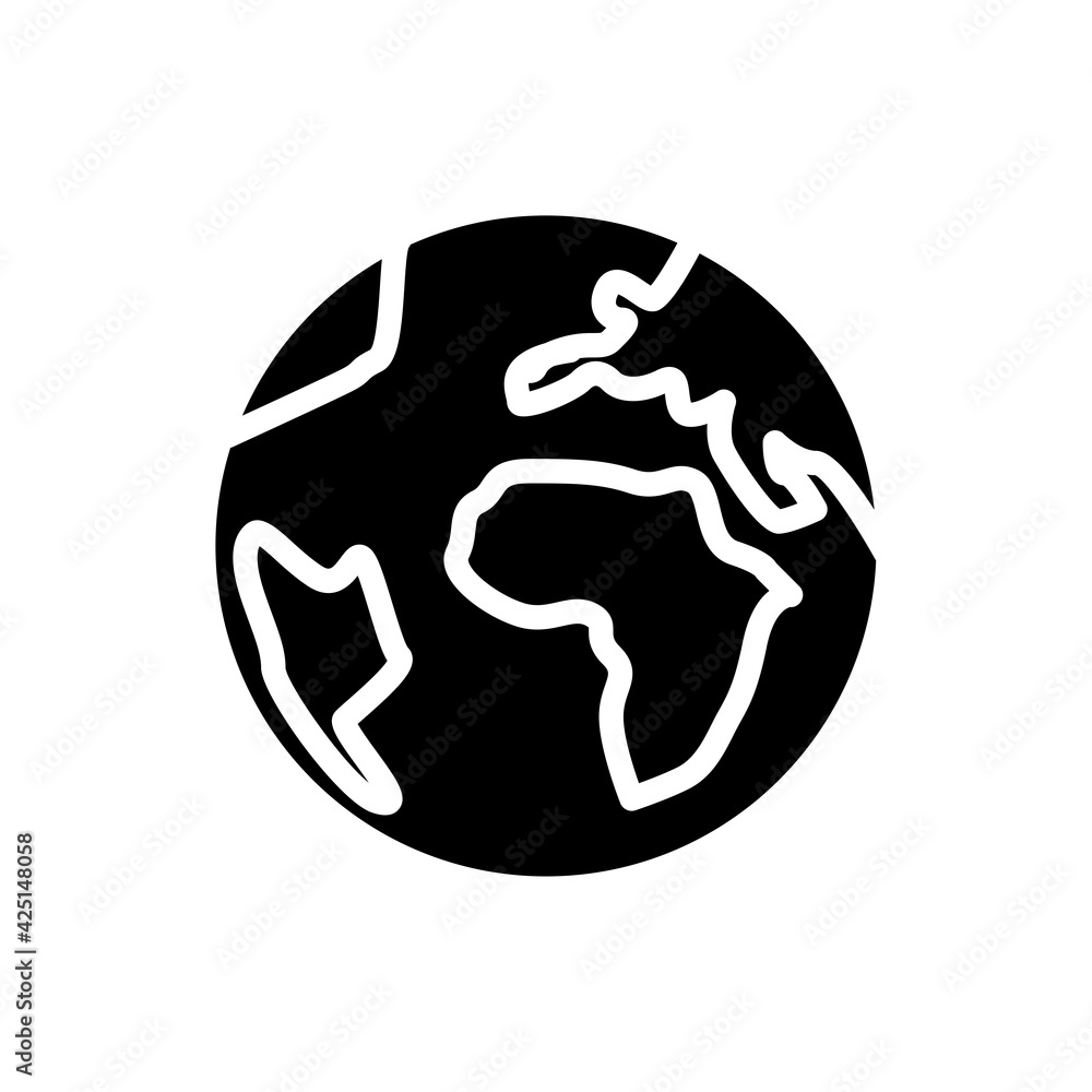 world globe icon solid style vector for your web, mobile app logo UI design