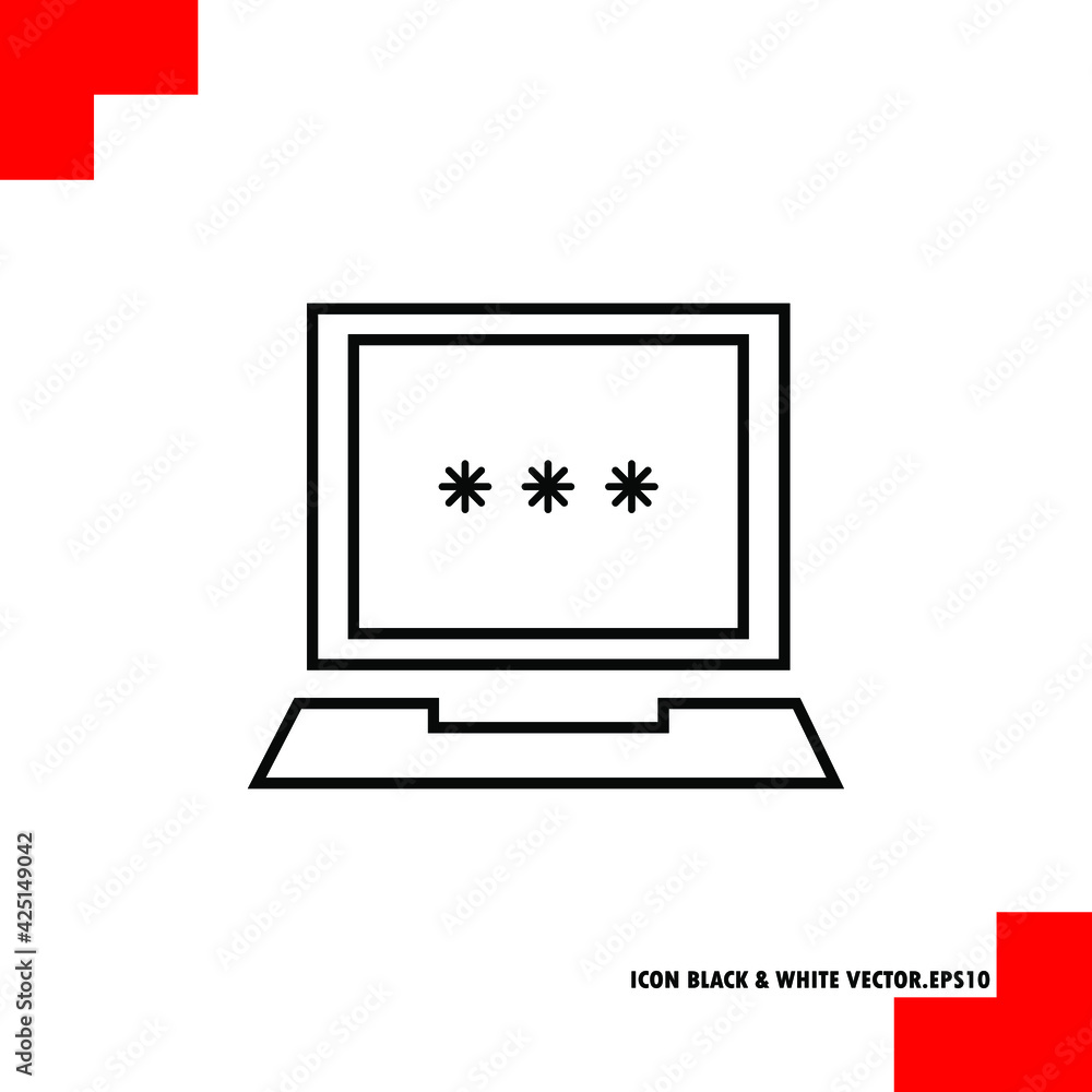 password protected laptop icon. Perfect, editable pixel line icon password protected laptop icon. Perfect, editable pixel line icon