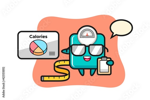 Illustration of weight scale mascot as a dietitian