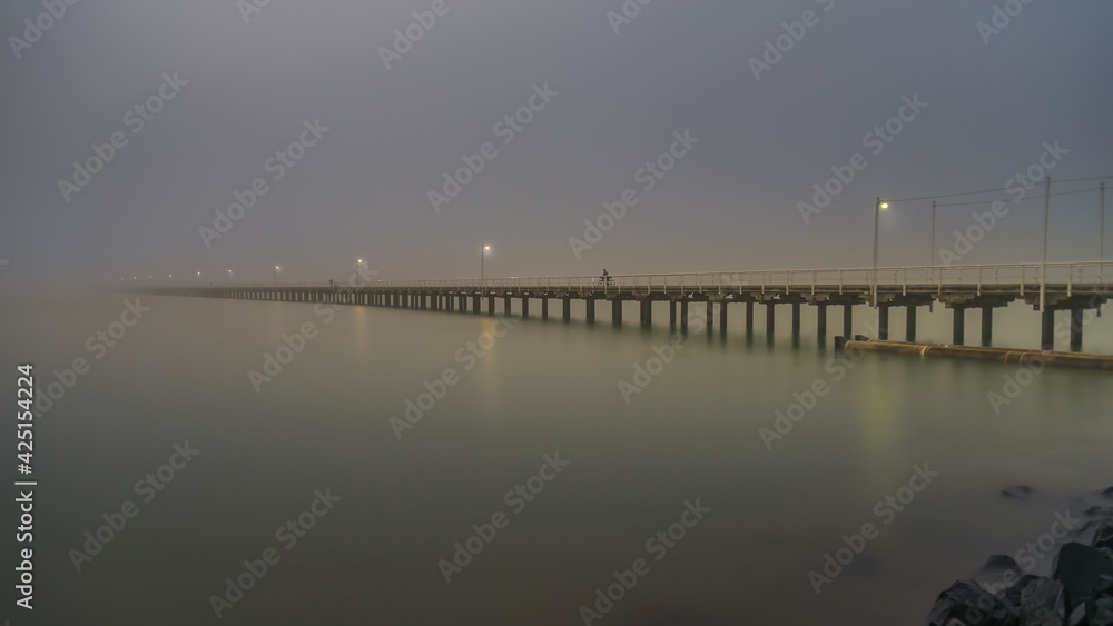 Foggy morning at the Urangan Pier at Hervey Bay, Queensland, Australia