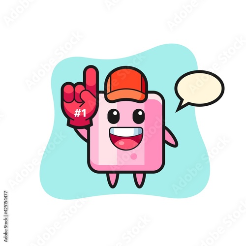 marshmallow illustration cartoon with number 1 fans glove