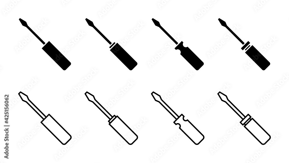 Screwdriver icon set.tools icon vector Screwdriver icon set.tools icon vector