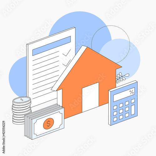 Wallpaper Mural Vector illustration of real estate with house and money. Torontodigital.ca