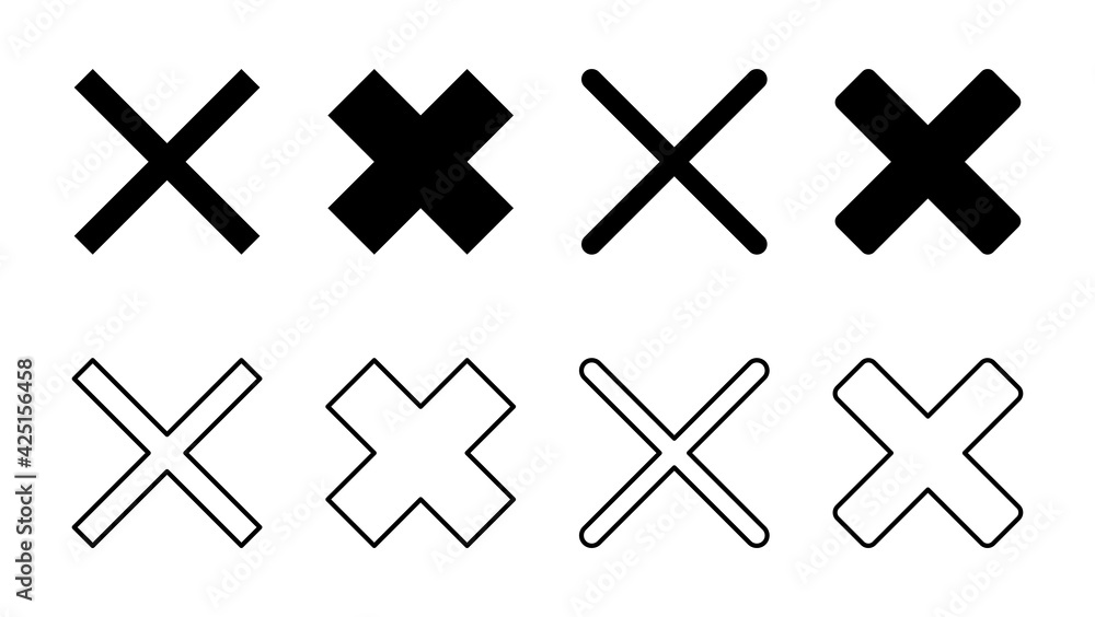 Close icon set. Delete icon vector. cross sign Close icon set. Delete icon vector. cross sign