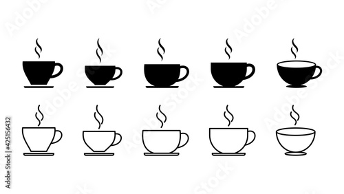 coffee cup icon set. cup a coffee icon vector.
