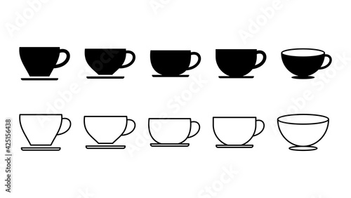 coffee cup icon set. cup a coffee icon vector.