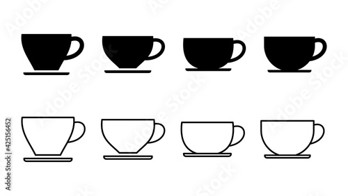 coffee cup icon set. cup a coffee icon vector.