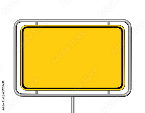 Blanko Ortsschild / Schild in gelb,
Vektor Illustration isoliert auf weißem Hintergrund
