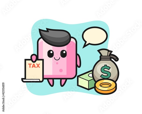 Character cartoon of marshmallow as a accountant