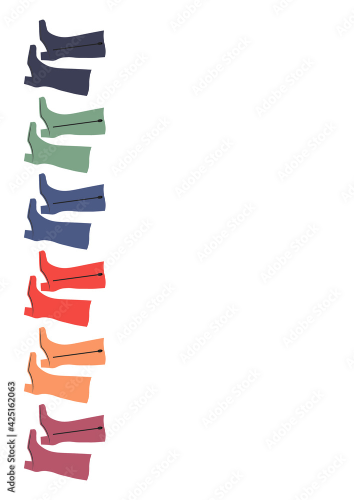 Cover for a book or notepad, a postcard on the theme of fashion or style, clothes and shoes - colored boots.