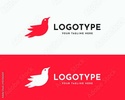 Flying Bird Logo and Icon. Sparrow Modern Logo Design. Fly wing professional icon logotype. Trendy gradient design template for app, web, business or, corporate identity. Vector illustration. photo