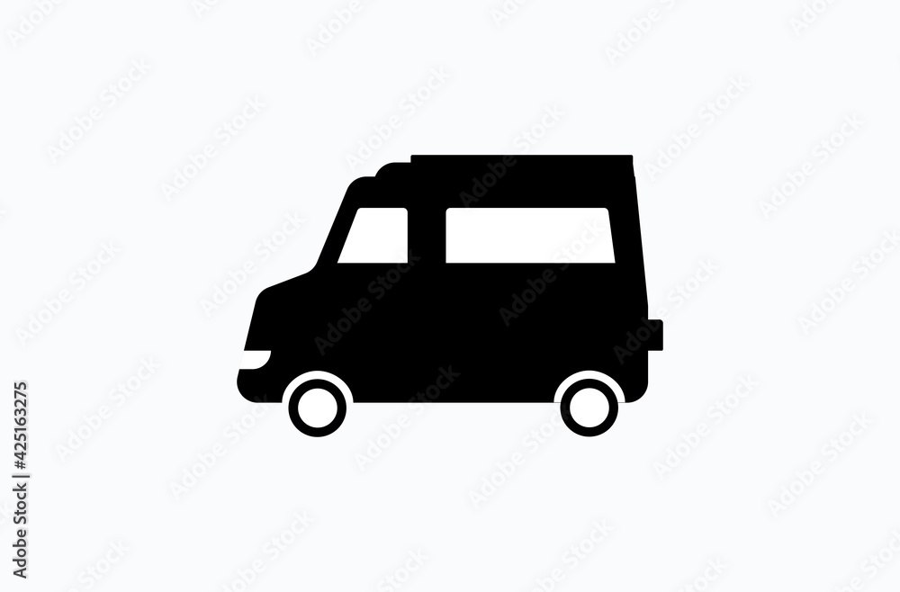 Minibus vector flat icon. Isolated Van vehicle emoji illustration