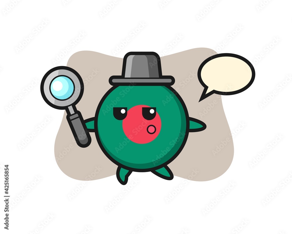 Fototapeta premium bangladesh flag badge cartoon character searching with a magnifying glass