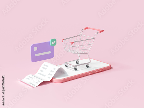 Leinwand Poster online mobile shopping concept, shopping on smartphone with transaction credit card