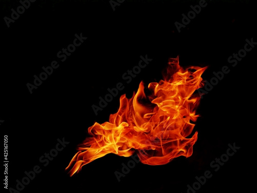 Abstract blaze fire flame texture for banner background.Strange shape bonfire. © sainan
