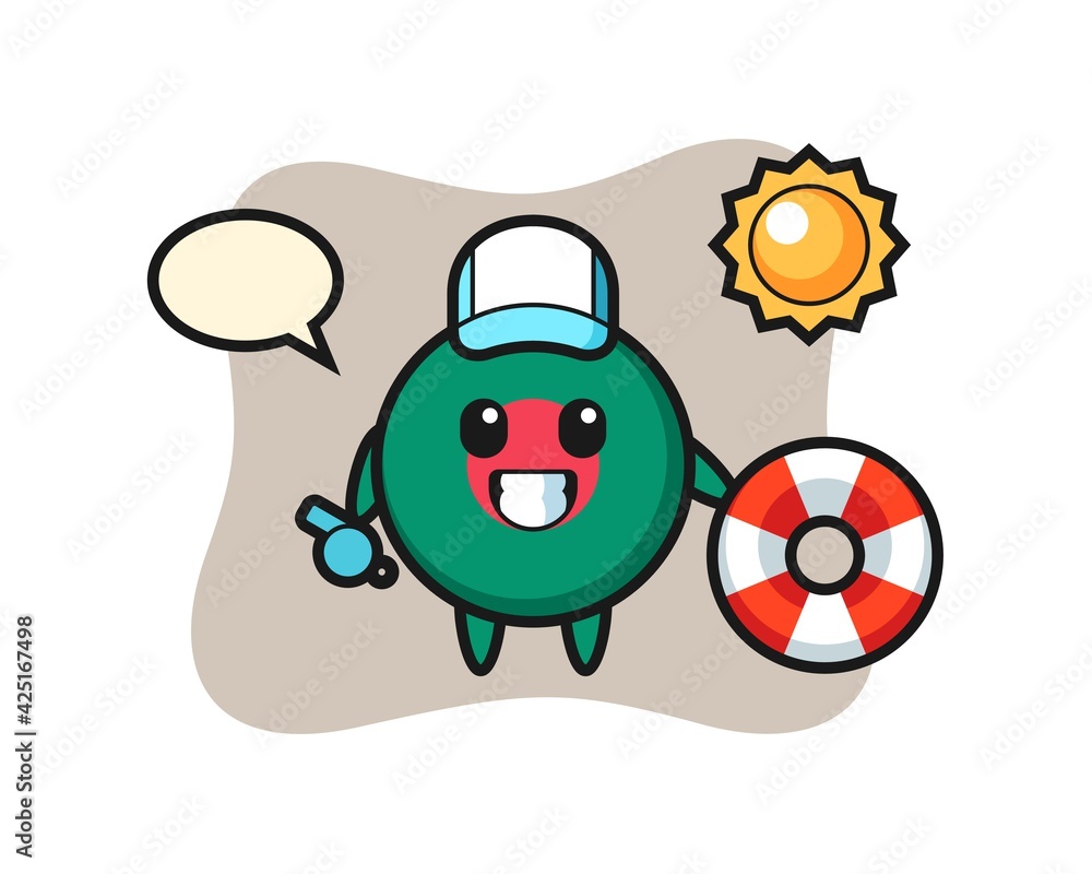 Cartoon mascot of bangladesh flag badge as a beach guard Cartoon mascot of bangladesh flag badge as a beach guard