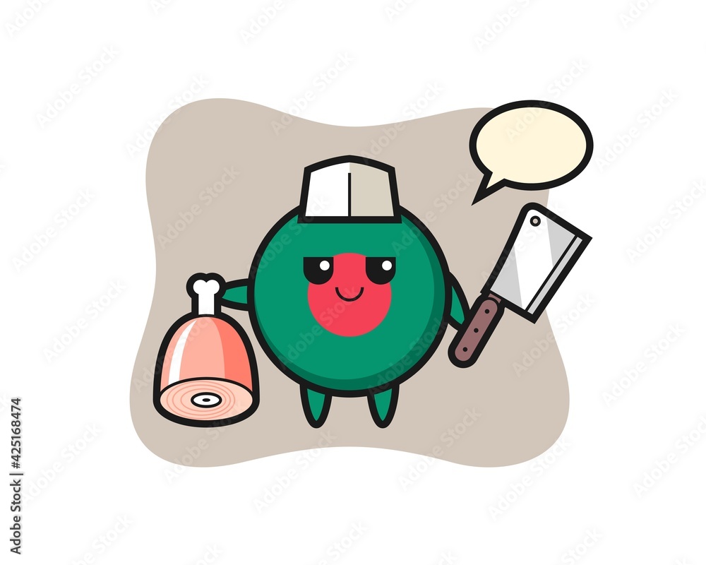 Illustration of bangladesh flag badge character as a butcher Illustration of bangladesh flag badge character as a butcher