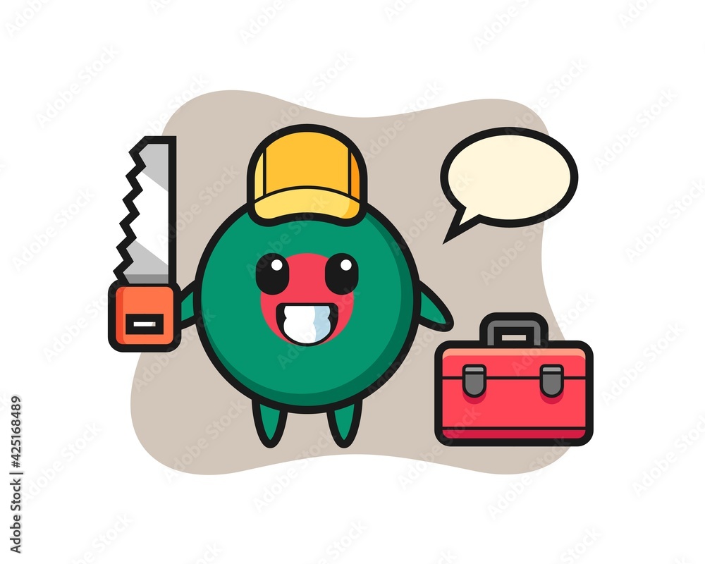 Illustration of bangladesh flag badge character as a woodworker Illustration of bangladesh flag badge character as a woodworker