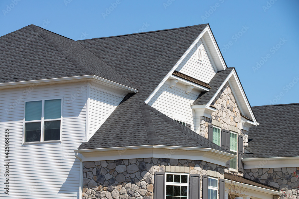 the facade of the house is lined with stone close new the facade of the house is lined with stone close new