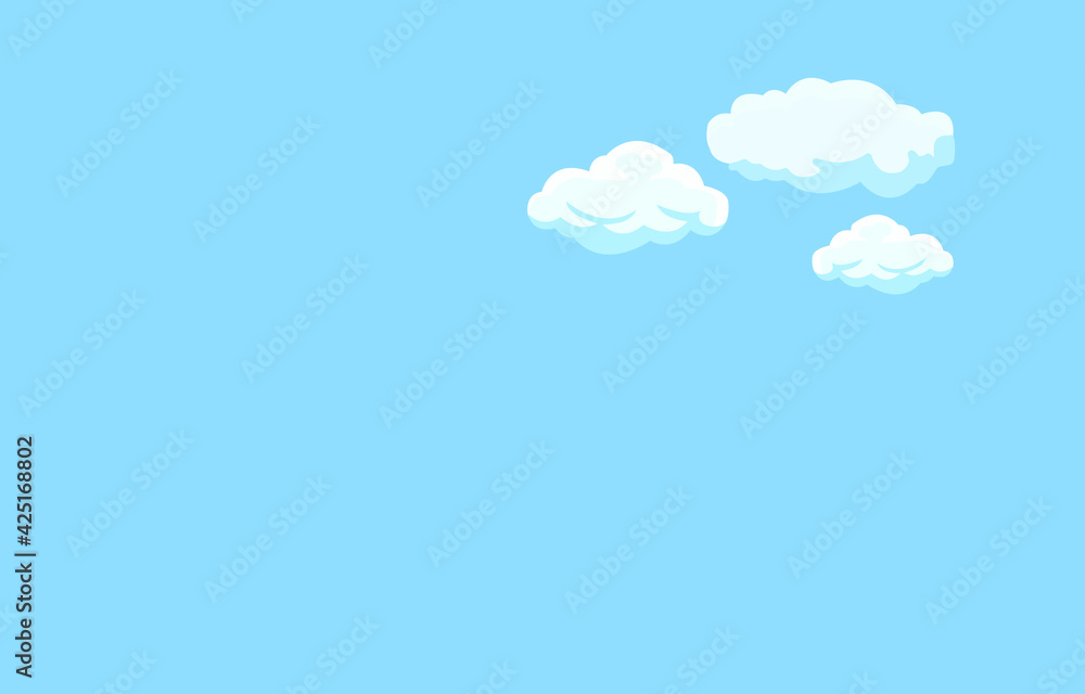 3 white clouds on a bright blue background 3 white clouds on a bright blue background