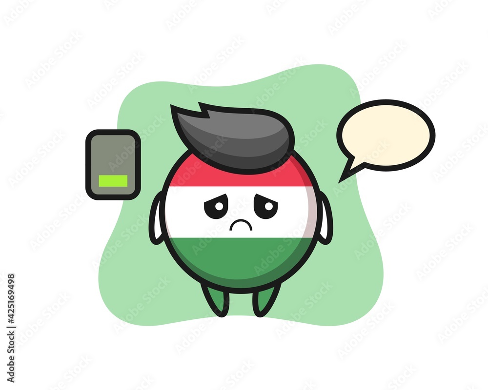 hungary flag badge mascot character doing a tired gesture hungary flag badge mascot character doing a tired gesture