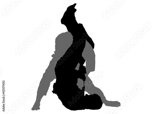 柔道シルエット_寝技と関節技の攻防