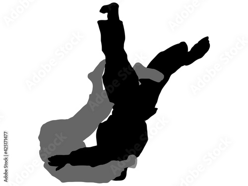 柔道シルエット_巴投げ