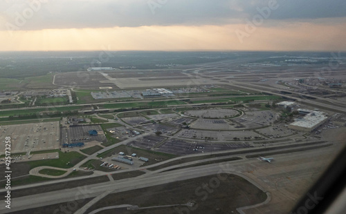 Aerial view of a parking area at Dallas Fort Worth airport