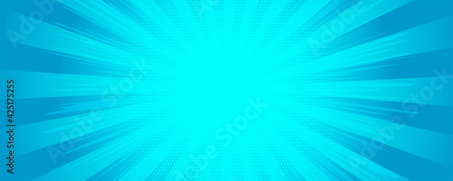 Background in cartoon comics book style. Rays from burst. Vector illustration.